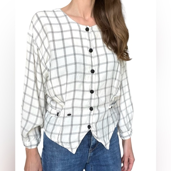 Vintage Plaid Button-Up Blouse - Picture 3 of 5